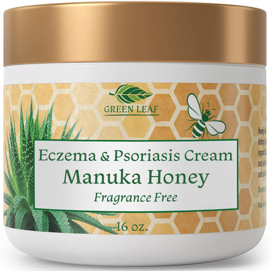 Manuka Honey Eczema Cream (Fragrance Free) - Moisturizing Lotion Treatment For Psoriasis Relief - Itchy, Dry Skin Rash Healing Ointment - Skin Soothing Moisturizer Kids, Adults, Baby Ultra Crème