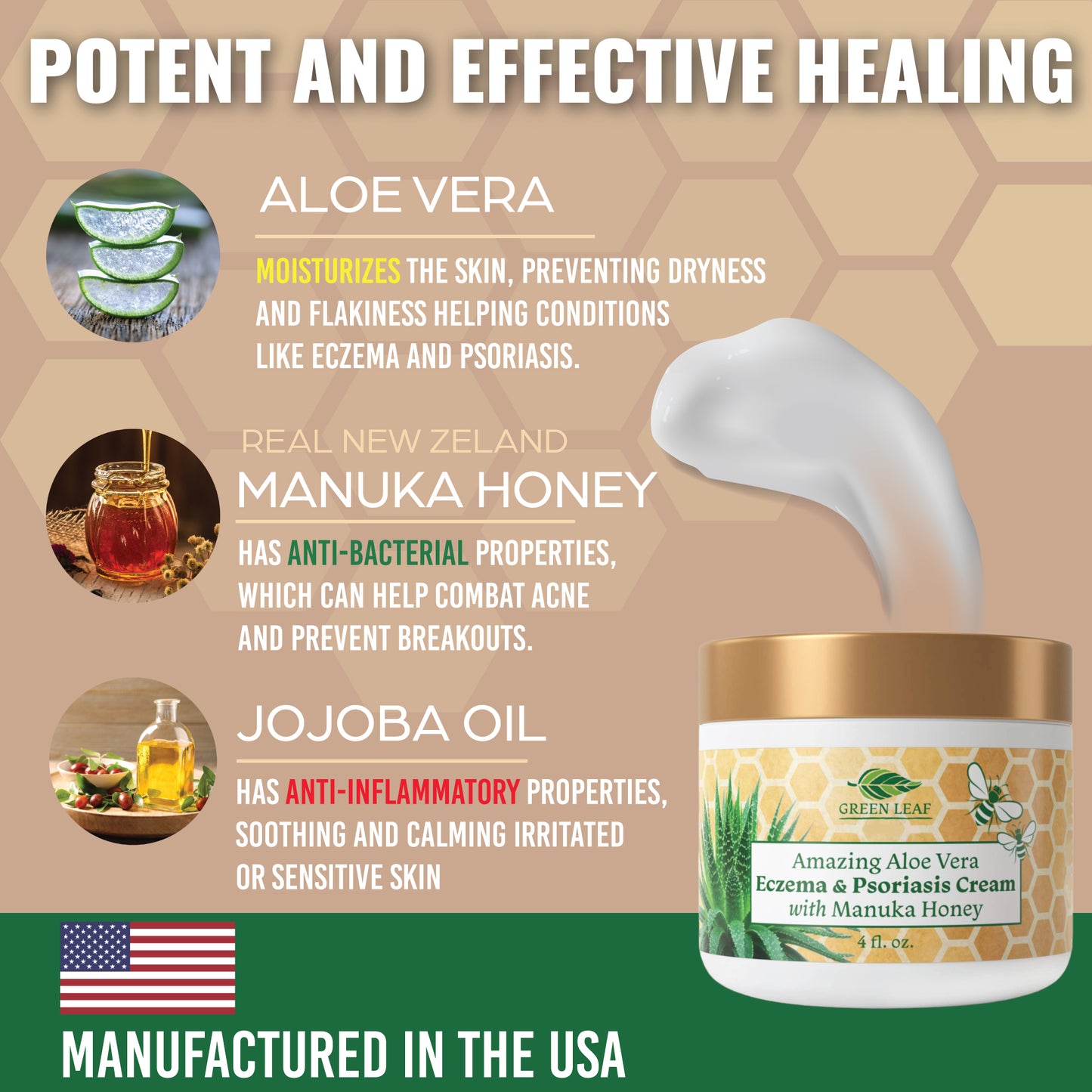 Manuka Honey Eczema Cream Moisturizing Lotion Treatment For Psoriasis Relief - Itchy, Dry Skin Rash Healing Ointment - Skin Soothing Moisturizer For Kids, Adults, Baby Ultra Strength Honey Creme